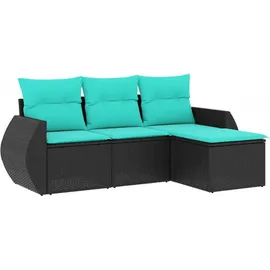 vidaXL Gartensofa-Set 4-tlg. schwarz