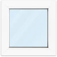 Kellerfenster 50 x 50 cm, Kunststoff, Kömmerling 70 AD, Weiß, 500 x 500 mm, festverglast individuell online konfigurieren