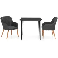 VidaXL 3-tlg. Garten-Essgruppe mit Kissen Schwarz