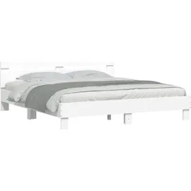 vidaXL Bettgestell mit Kopfteil und LED-Beleuchtung Weiß 160x200 cm
