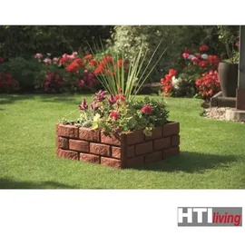 Hti-Living Beeteinfassung Steinmauer 45 x 29 cm 4 Stück rot