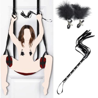 Liebesschaukel Sexschaukel,Liebesschaukeln Tür Set,Liebesschaukel Sex Möbel,Bondageset Fessel Set,mit Peitsche Sex Hart & Nippelklemmen Brustwarzen,Sex Swing,BDSM Sexspielzeug für Paare Extrem Sex