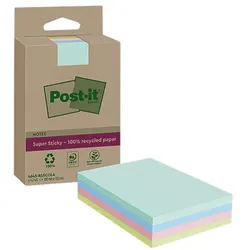 Post-it Notes 4 Blöcke Haftnotizen »Super Sticky Recycling Notes« - 3 Farben pink