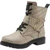 Marco Tozzi Damen Stiefeletten zum Schnüren mit Reißverschluss Blockabsatz, Mehrfarbig (Beige Str.), 40