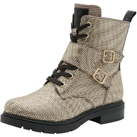 Marco Tozzi Damen Stiefeletten zum Schnüren mit Reißverschluss Blockabsatz, Mehrfarbig (Beige Str.), 40