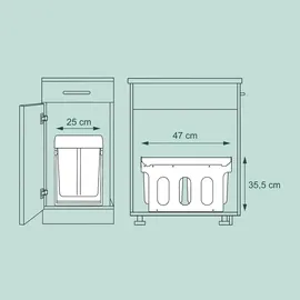 Relaxdays Einbaumülleimer 0 l Weiß