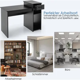 Costway Schreibtisch mit Schublade und offenen Regalen, Computertisch Holz, Arbeitstisch Bürotisch PC-Tisch für kleine Räume, 104 x 50 x 82 cm, - Schwarz