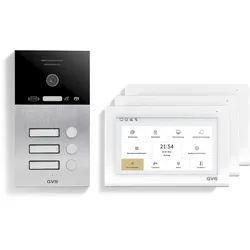 GVS - 3-Familienhaus IP Video Türsprechanlage AVS1372A - Mit 3x7 Zoll Monitor, App, HD-Kamera & Türöffner Funktion