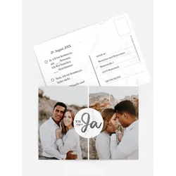 Antwortkarten für Ihre Feier selbst gestalten mit Spruch und Fotos im Onlinedesigner bei Meine-Kartenmanufaktur.de