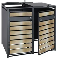 Mendler XL 2er/4er-Mülltonnenverkleidung HWC-J81, Mülltonnenbox, Metall 59kg anthrazit ~