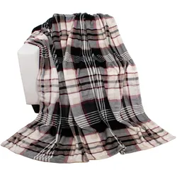 Flanelldecke Karo Kuscheldecke Wolldecke Wohndecke 150x200cm Schwarz