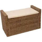 Mendler Sitzbank M92 Rattan mit Stauraum Kissen 88cm ~ kubu grau