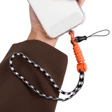 Fycyko kompatibel mit Handy Kette Handykette Universal zum Umhängen mit Kordel Handyband Anti-verloren Handy-Bänder Handgelenkschlaufen kompatibel Allen Smartphones Hülle-Schwarz Orange