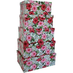 PBS Austria, Geschenkverpackung, Kartonagen Set 5-teilig Blumen bunt
