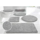 OTTO home Badematte Sanremo, Badvorleger, Badezimmer Teppich, sehr weich, Höhe 30 mm, rutschhemmend beschichtet, schnell trocknend, fußbodenheizungsgeeignet, Polyester, rechteckig, Badteppich, unifarben, rechteckig, rund & als 3-tlg. Set erhältlich grau rechteckig | 55 cm x 50 cm x 30 mm