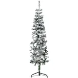 vidaXL Künstlicher Halb-Weihnachtsbaum mit Schnee Schlank 150 cm