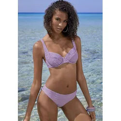 Bügel-Bikini-Top SUNSEEKER "Loretta", Damen, Gr. 38, Cup B, lila, Polyamid, unifarben, Strukturmuster, Bikini-Oberteile, mit Strukturmuster