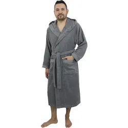Unisex-Bademantel MY HOME "Tailles, ideal für Sauna & Spa, Hotelbademantel, Morgenmantel" Gr. XXXL, grau (dunkelgrau), L:125cm in Gr. XXXL, Baumwolle, Hausmäntel, langer Bademantel für Damen und Herren, 100% Baumwolle, XS-3XL