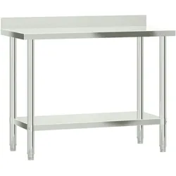 DELUKE® Edelstahl Arbeitstisch mit Aufkantung OVA 110x55x93cm, Edelstahl Gastro-Arbeitstisch Arbeitsfläche Gastro-Küchentisch