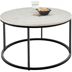 Couchtisch STOLKOM "Belfort", schwarz-weiß (weiß, schwarz, schwarz, weiß), H:46cm, Tische, rund Marmor, Tisch in weiß oder schwarz