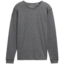 TOM TAILOR DENIM Herren Basic Langarmshirt, schwarz, Meliert, Gr. XXL
