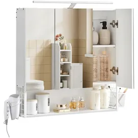 VASAGLE Spiegelschrank 70 cm weiß mit LED