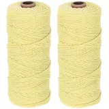 DMiotech 2 Stück Makramee Garn Kordel 2mm x 150M, Hellgelb Makramee Set Baumwollgarn, Baumwollkordel Naturbaumwoll Kordelband, 2 Stränge Häkelwolle für DIY Handwerk Gartenarbeit Platzteller