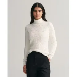 Gant für Damen. 4800102 Achten gestrickter Pullover mit Schwanenhals aus weißer Stretch-Baumwolle (L), Lässig