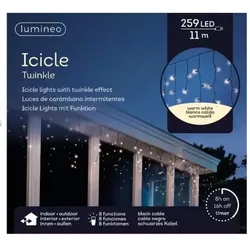 Lumineo LED Icicle Lights Twinkle 11m, 259 LEDs, schwarz/warmesweiß, 494831