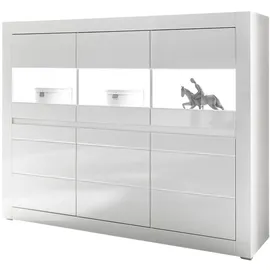 furn.design Highboard "Nobile" weiß Hochglanz grau 164 x 131 cm,