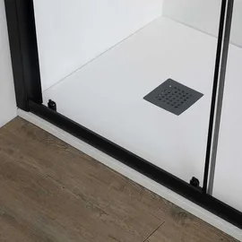 Kiamami Valentina Nischenduschtür 130 cm matt schwarz mit reversibler Installation | City - Schwarz