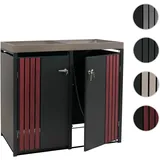 2er-Mülltonnenverkleidung HWC-O67, Mülltonnenbox mit Pflanzkasten, Metall 125x132x84cm 55kg ~ anthrazit Holzoptik dunkel