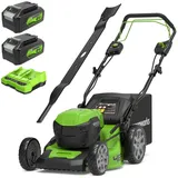 Greenworks 48V (2x24V) Selbstfahrender Akku Rasenmäher & Original 46cm Ersatzmesser (2920407) für Verschiedene Akku-Rasenmäher