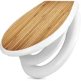 banjado Familien WC Sitz mit Absenkautomatik 44,9x37,1cm - Klobrille mit Kindersitz aus hochwertigem Polypropylen - Toilettendeckel mit Kinder Toilettensitz integriert - Motiv Bambusholz