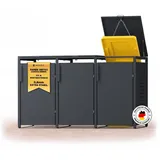 MUVELL Mülltonnenbox 3er 240l & 120l Müllbox - aus 0,8 mm feuerverzinkten Metall - Eisenglimmer DB 703 Premiumfarbe Mülltonnenboxen - korrosions...