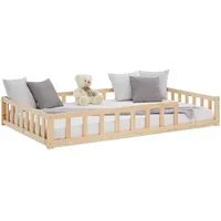Homestyle4u Bodenbett Natur Holz, 90x200 cm Kinder- - Jugendzimmer, Kindermöbel, Kinderbetten, Kindereinzelbetten