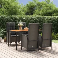 Festnight Gartenmöbel Set 4 Stühle mit Tisch Verstellbar Rattan Gartenmöbel Set 4 Personen Sitzgruppe Outdoor mit Hochlehner Terrassenmöbel Außen Garten Essgruppe Gartentisch mit Stühlen Set
