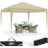 COBIZI Pavillon 3x3,Faltpavillon 3x3 Wasserdicht Stabil, Partyzelt 3x3 Gartenpavillon UV-Schutz 50+ Pavillion Klappbar 3x3m Pop up Pavillon mit 4 Sandsäcke für Camping, Strand, Familientreffen(Khaki)