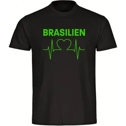 multifanshop Kinder T-Shirt - Brasilien - Herzschlag - Druck gelb - Kind