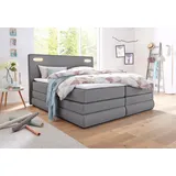 COLLECTION AB Boxspringbett »Rubona«, inkl. Bettkasten, LED-Beleuchtung und Topper grau