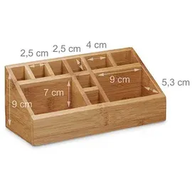Relaxdays Schreibtisch-Organizer Braun 10 Fächer 23,0 x 10,0 x 10,0 cm