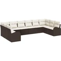vidaXL Sofa Set 10 pcs Braun Poly-Rattan - Braun