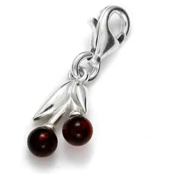 Ketten-Anhänger OSTSEE-SCHMUCK "Ostsee-Schmuck Charm-Einhänger Kirsche Charm-Einhänger Kirsche", weiß, Schmuckanhänger, Damen, 24 x 8mm, Silber 925 (Sterlingsilber), 1.1 g