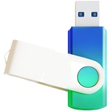 USB-Speicherstick, 64 GB, USB 3.0, Grün / Blau, Farbverlauf, Farbverlauf, Großhandel, drehbar, Daumenlaufwerk für Datenspeicherung, Grün / Blau