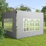 2er-set Seitenteile Für Pavillon 3x3/3x4 M, Seitenwand Mit Fenster, Wasserdicht Hellgrau