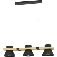 EGLO Maccles, Schwarz, mit Holz 3-fl.
