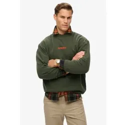 Superdry für Herren. M2013734A Lockeres Sweatshirt mit Rundhalsausschnitt und grünem Mikro-Logo-Print (XL), Lässig, Baumwolle