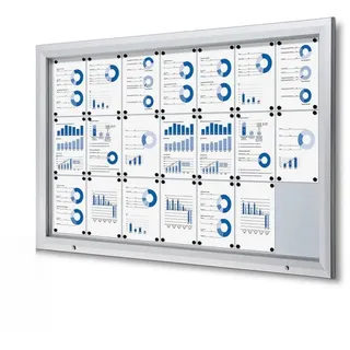 Schaukasten 21x A4, ESG Sicherheitsglas B1 Alu Infokasten wetterfest aussen 21xA4