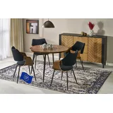 designimpex Design Esstisch rund HBA-111 Nussbaum - Schwarz runder Esszimmer Tisch Küchentisch