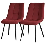 ML-DESIGN Stuhl Esszimmerstühle mit Rückenlehne moderne Design Lounge Küchenstühle (2 St), Polsterstuhl Esstischstühle 2er Set Küchenstuhl Polyester bis 120kg rot